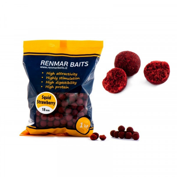 RENMAR BAITS Boiliai Squid Strawberry 1kg