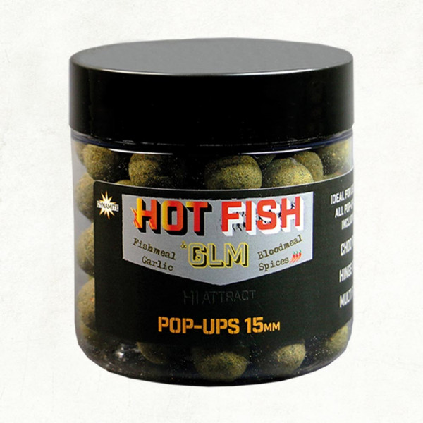 Plaukiantys Boiliai Dynamite Hot Fish & GLM Foodbait Pop Ups