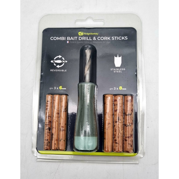 Kamštis su Grąžtu RidgeMonkey Combi Bait Drill & Cork Sticks