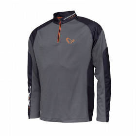 Marškinėliai Savage Gear Tournament Shirt 1/2 Zip Grey