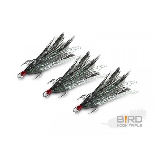 Delphin B!RD Hook TRIPLE / 3pcs Size 4 Black Feathers