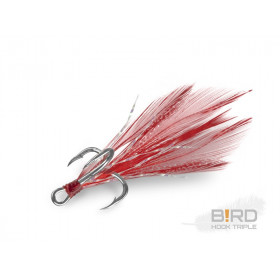 Delphin B!RD Hook TRIPLE / 3pcs Size 8 Red Feathers