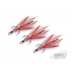 Delphin B!RD Hook TRIPLE / 3pcs Size 8 Red Feathers