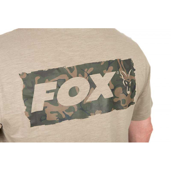 Fox LW Khaki Large Print T Marškinėliai trumpomis rankovėmis