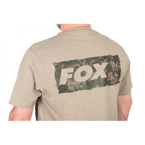 Fox LW Khaki Large Print T Marškinėliai trumpomis rankovėmis