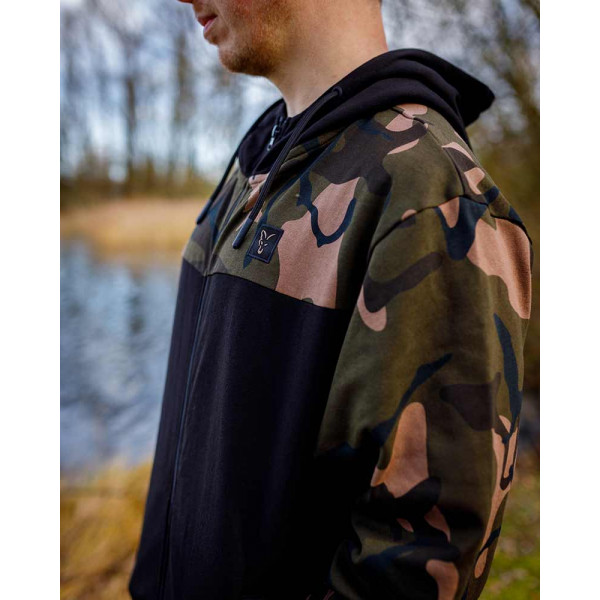 Fox LW Black/Camo Split Zip Hoody DŽEMPERIS BLIUZONAS SU