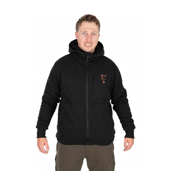 Fox Collection Sherpa Jacket Black & Orange Striukė