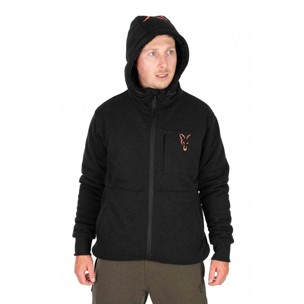 Fox Collection Sherpa Jacket Black & Orange Striukė