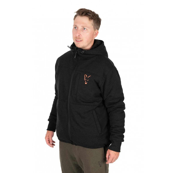 Fox Collection Sherpa Jacket Black & Orange Striukė