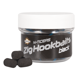 Dynamite N-Ticers Zig Hookbaits Black 12x6mm