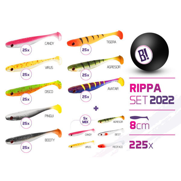 Set of lures BOMB Rippa 2022 colours 8 cm / 225 pcs 8cm