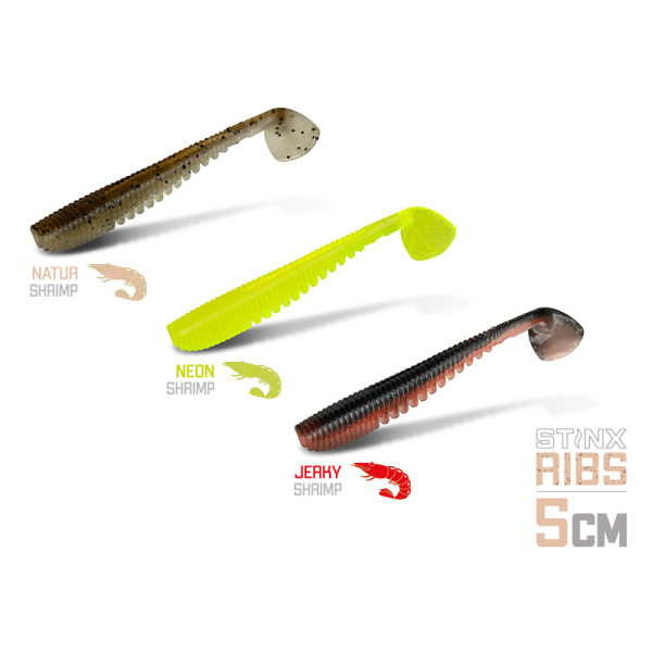 Soft lure Delphin B! StinxRIBS Shrimp / 20pcs 5cm / NATUR