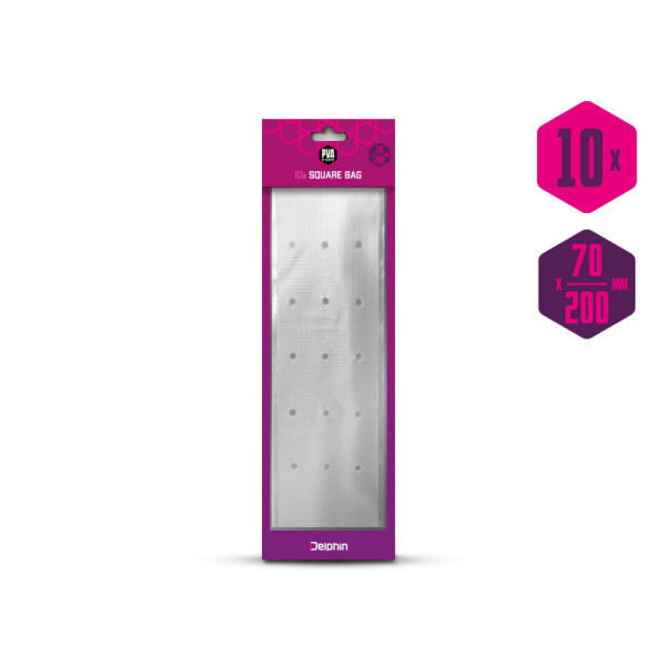 Square bag with holes, tightening Delphin PVA n'tastic / 10pcs 200x70mm
