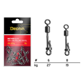 Side-line rolling swivel Delphin Method QuiX / 10 pcs 6/27kg