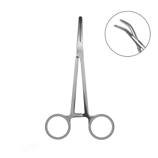 Curved forceps Delphin 15cm