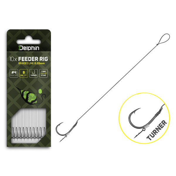 Feeder rig Delphin Braided Sting / 10pcs 12cm/0,14mm/Turner 8