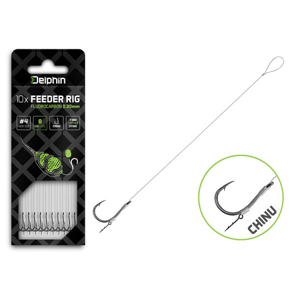 Feeder rig Delphin Fluoro Sting / 10pcs 8cm/0,22mm/Chinu 8