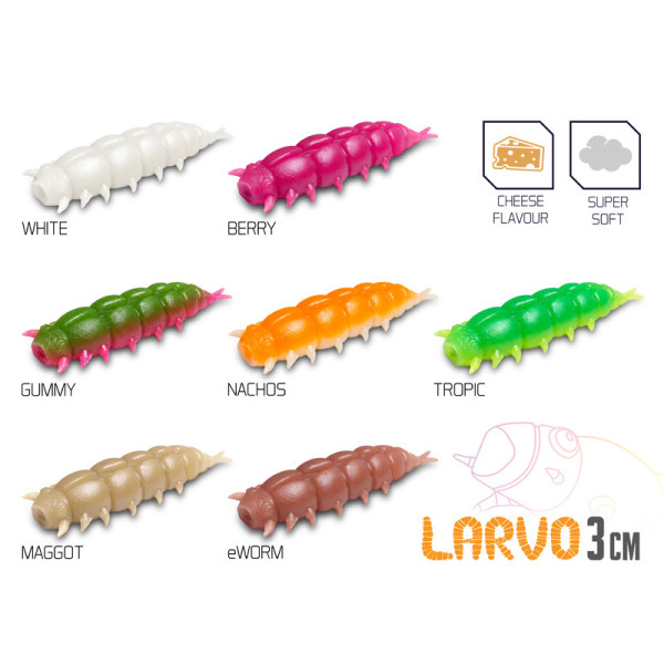 Artificial lure Delphin LARVO Cheese / 15pcs 3cm / GUMMY