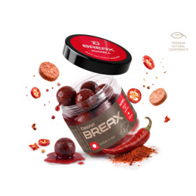 Boilies in dip Delphin BreaX / HotHELL Robin red-Chilli-Frankfurter/20mm/200ml