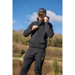 Juoda „Stealth“ džemperis su užtrauktuku ir gobtuvu